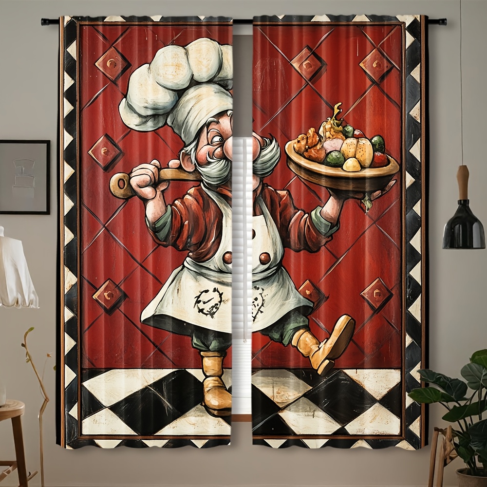 Home Cooking Cafe - Новинка: Пара штор с мультяшными персонажами-поварами
