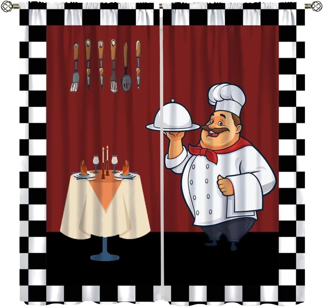 Home Cooking Cafe - Кухонные шторы Fat Chef, шторы с