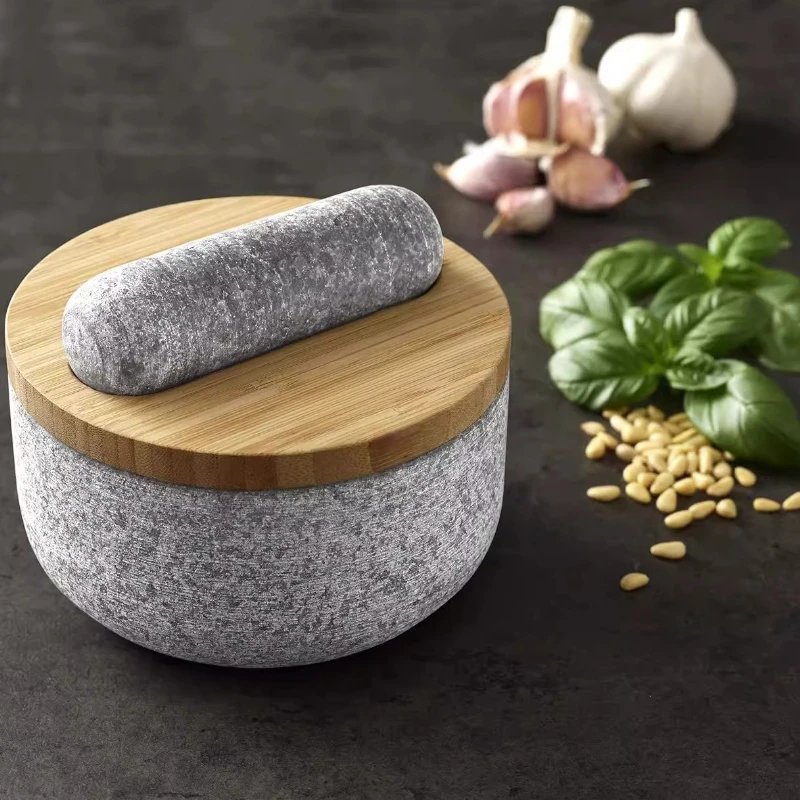 Бамбуковая крышка для гранитно – обзор и цена Mortar Pestle Granite